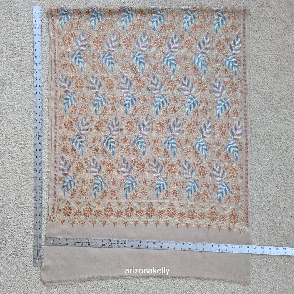 NWOT Ahujasons Wool Scarf Chain Stitch Embroidery - Picture 15 of 17